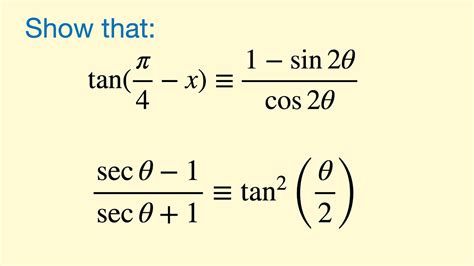 The Double Angle Formulas Of Trigonometric Identities Youtube