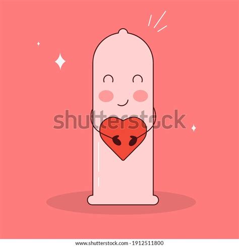 Condom Holding Heart Vector Cartoon Condom Stock Vector Royalty Free