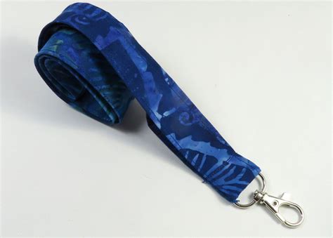 BLUE Batik Badge Holder Tie Dey Lanyard Badge Holder Fabric Etsy