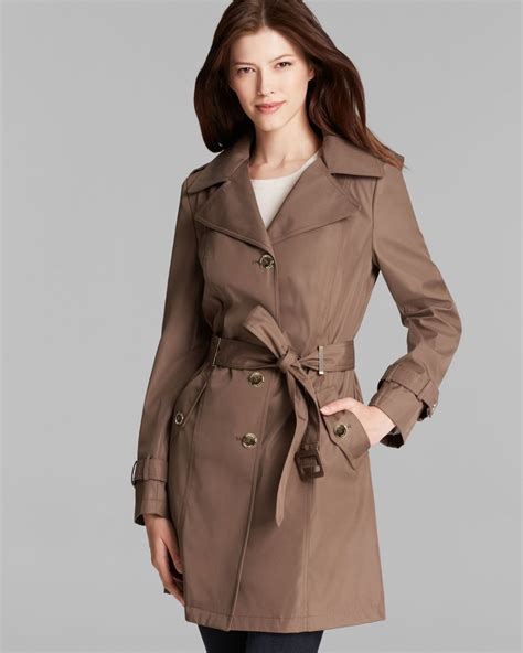 Calvin Klein Trench Coat Hooded Belted In Brown Lyst