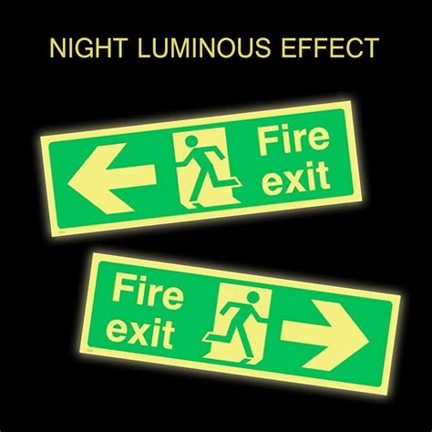 Pcs Photoluminescent Fire Exit Sign X Mm Pla Vicedeal