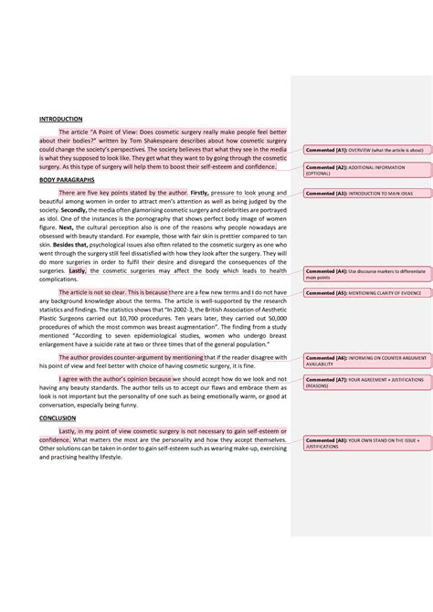 ELC231 Evaluative Commentary Breakdown INTRODUCTION The Article A