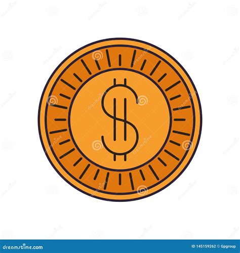 Moneda Con El Icono Aislado S mbolo Del D lar Ilustración del Vector