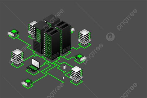 خوادم شبكات الأعمال وأجهزة الكمبيوتر والأجهزة في خريطة متجهية متساوية