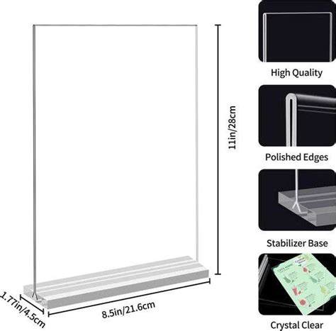 8 5 X 11 Acrylic Sign Holder Clear Table Signs Stand Double Sided