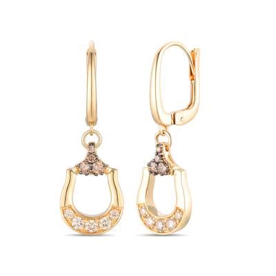 14K Honey Gold Earrings Nude Diamonds 1 4 Cts Chocolate Diamonds 1 6 Cts TTUN 1 Le Vian