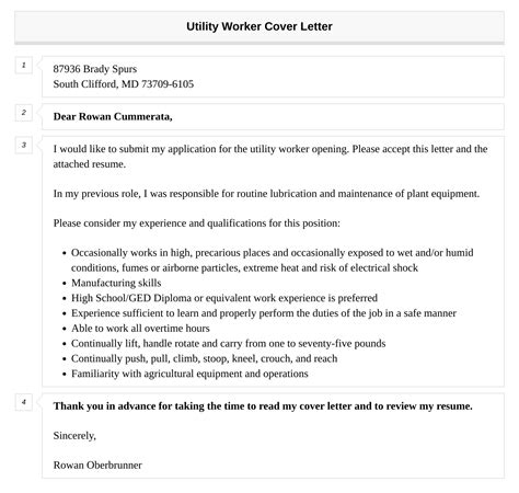 Utility Worker Cover Letter Velvet Jobs