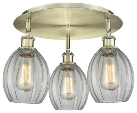 Eaton Light Flush Mount Antique Brass Clear Glass Shade