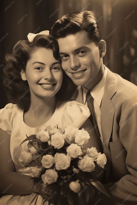 Retrato Antigo De Casal - Vista frontal belo casal posando retrato vintage | imagem gerada com IA