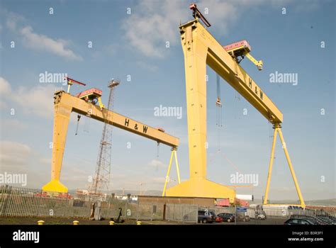 Samson and Goliath, the famous yellow cranes at Harland and Wolff, Belfast Stock Photo - Alamy