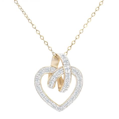 Sparkld Ct Yellow Gold Ct Diamond Heart Pendant Necklace Sparkld