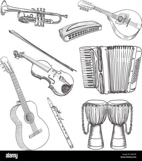 Instruments De Musique Folk Ensemble Dessin Image Vectorielle Stock Alamy