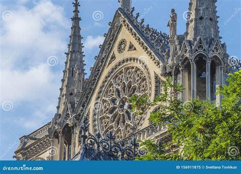 Notre Dame Cathedral with Rose Window Stock Image - Image of notre ...