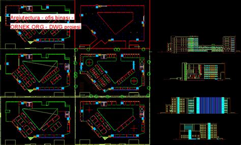 Arqiutectura Ofis Binas Dwg Projesi Autocad Projeler