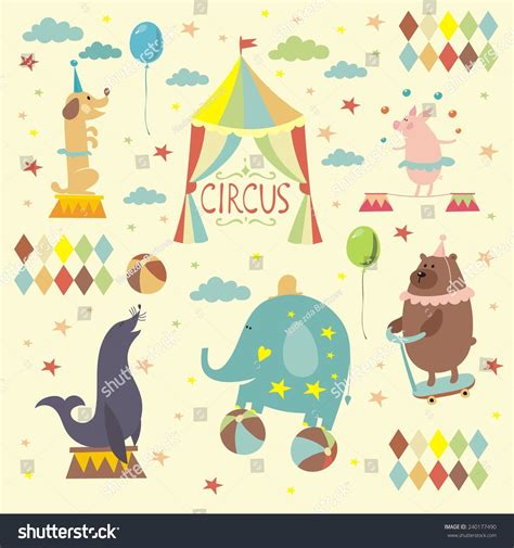 Vintage circus animals - Royalty Free Stock Vector 240177490 - Avopix.com