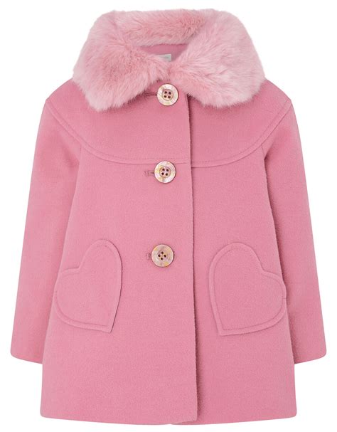 Baby Heart Pocket Coat Pink Coats And Jackets Monsoon Uk