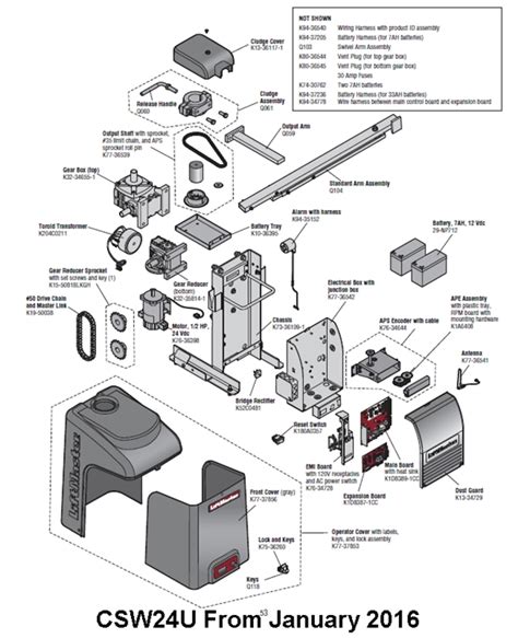 Liftmaster CSW24U Swing Gate Operator Parts breakdown