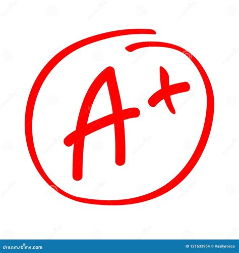 Grade Result A Plus Hand Drawn Vector Grade A Plus In Red Circle Test