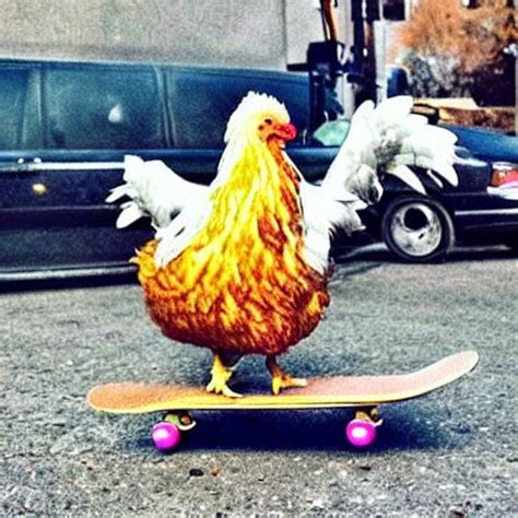 Cool Skateboarding Chicken Openart