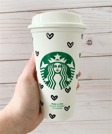 Starbucks Hot Cup Full Wrap Svg Heart Svg Starbucks Cup Etsy