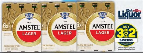 Amstel Lager 6 X 330ml Non Returnable Bottles Offer At Pick N Pay