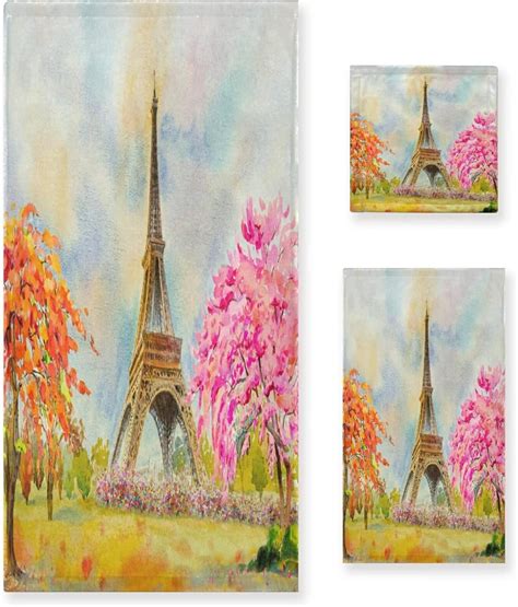 Coolnut Pcs Towel Beautiful Paris Eiffel Tower Cherry Blossoms Tree