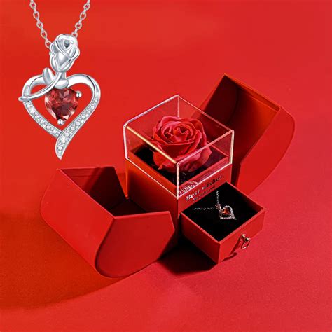 Collier Pendentif Coeur Bo Te Rose Ternelle Pour Femme Tui Bijoux Fleur