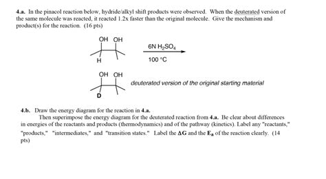 Solved A In The Pinacol Reaction Below Hydride Alkyl Chegg