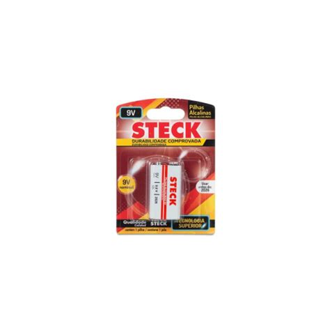 BATERIA ALCALINA STECK 9V PACK 1 UNIDADE PA09V STECK