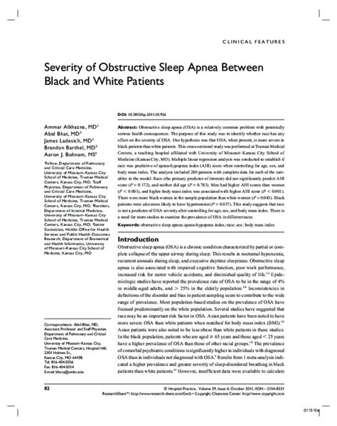 Pdf Differences In Symptoms And Severity Of Obstructive Sleep Apnea