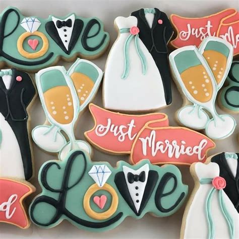 Just Married Cookies Fancy Cookies Wedding Cookies Sugar Cookies