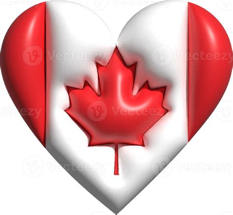 Canada Flag Heart 3D 22121045 PNG