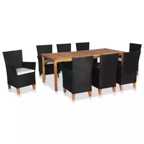 Mobilier D Ner De Jardin Pcs R Sine Tress E Noir Et Marron Eur