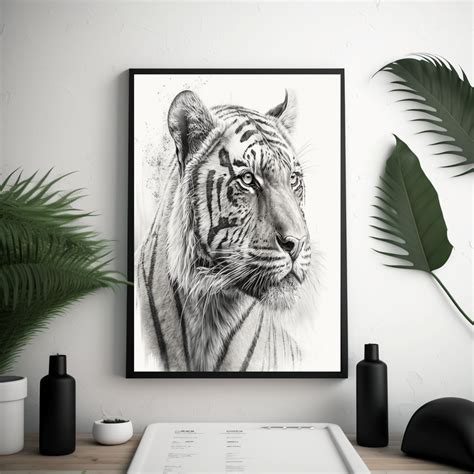 Tiger Pencil Sketch AI Digital Download Digital Art Animal Digital ...