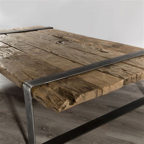 Table Basse Bois Massif Cerclée Métal Dpi Import