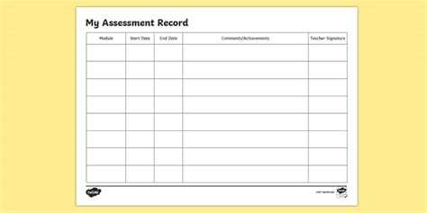 My Personal Record Editable Assessment Tracker Twinkl