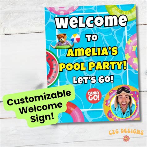 Danny Go Welcome Sign Pool Party Welcome Sign Custom Editable Danny