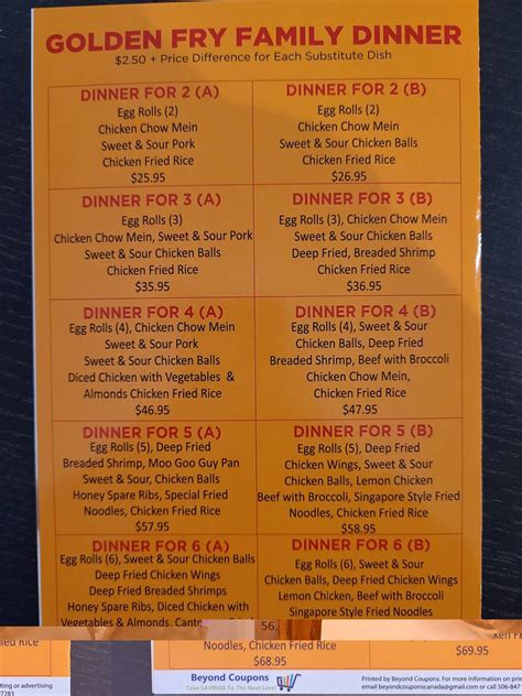 Menu at Golden Fry Chinese Restaurant, Rothesay