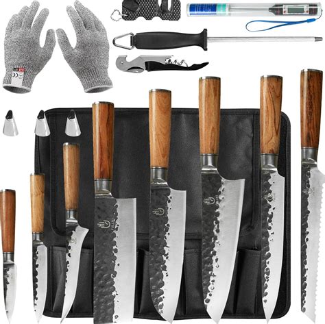 Amazon FULLHI 14pcs Butcher Chef Knife Set Include Sheath High