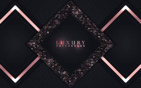 Fundo preto luxuoso decoração rosa dourada Vetor Premium