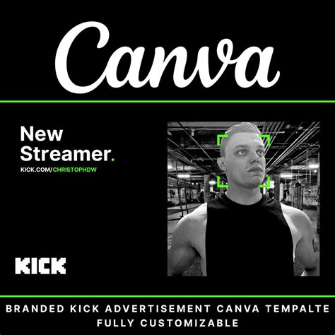 Kick Streamer Customized Banner Official Branded Canva Template Etsy