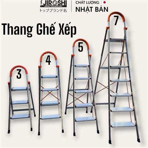 Thang Ghế Thắp Hương Gấp Gọn Nhôm Inox Jiroshi 3 4 5 7 Bậc Thang Xếp