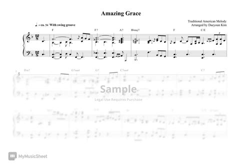 Christian Hymn Amazing Grace Sheets By Daeyoun Kim