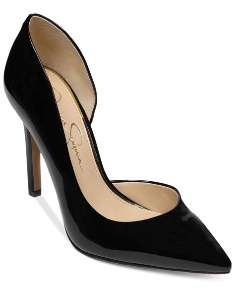 Jessica Simpson Leather Claudette Dorsay Pumps In Black Patent Black