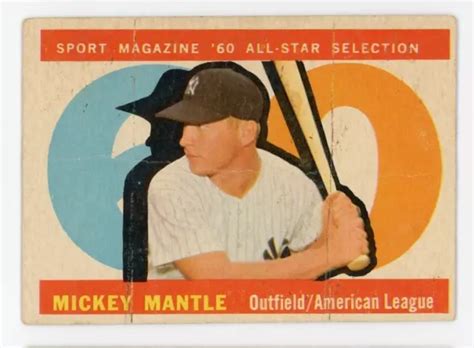 Mickey Mantle All Star 1960 Topps 563 New York Yankees G Vg Eur 4 59 Picclick Fr