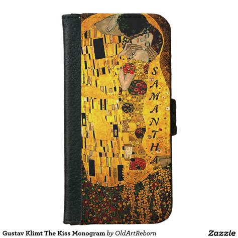 Gustav Klimt The Kiss Monogram IPhone Wallet Case Zazzle Au