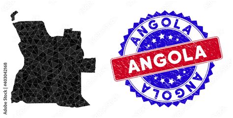 Vecteur Stock Angola Map Polygonal Mesh With Filled Triangles And