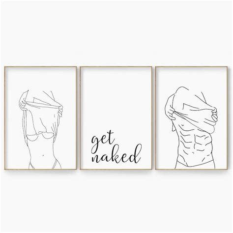 Get Naked Zeichen Print Set Get Naked Wandkunst Poster Badezimmer