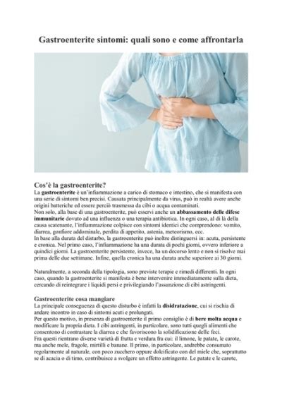 Gastroenterite Sintomi Quali Sono E Come Affrontarla