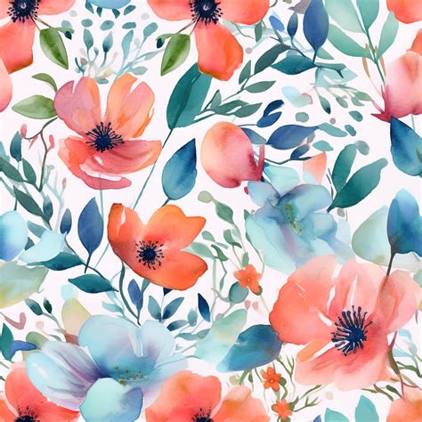 Premium Photo | A colorful floral wallpaper with a floral pattern.